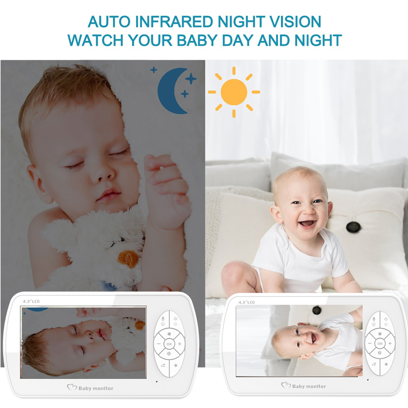 1080P Baby Monitor 4.3 Inch Night Vision Monitor Babysitter Security Camera